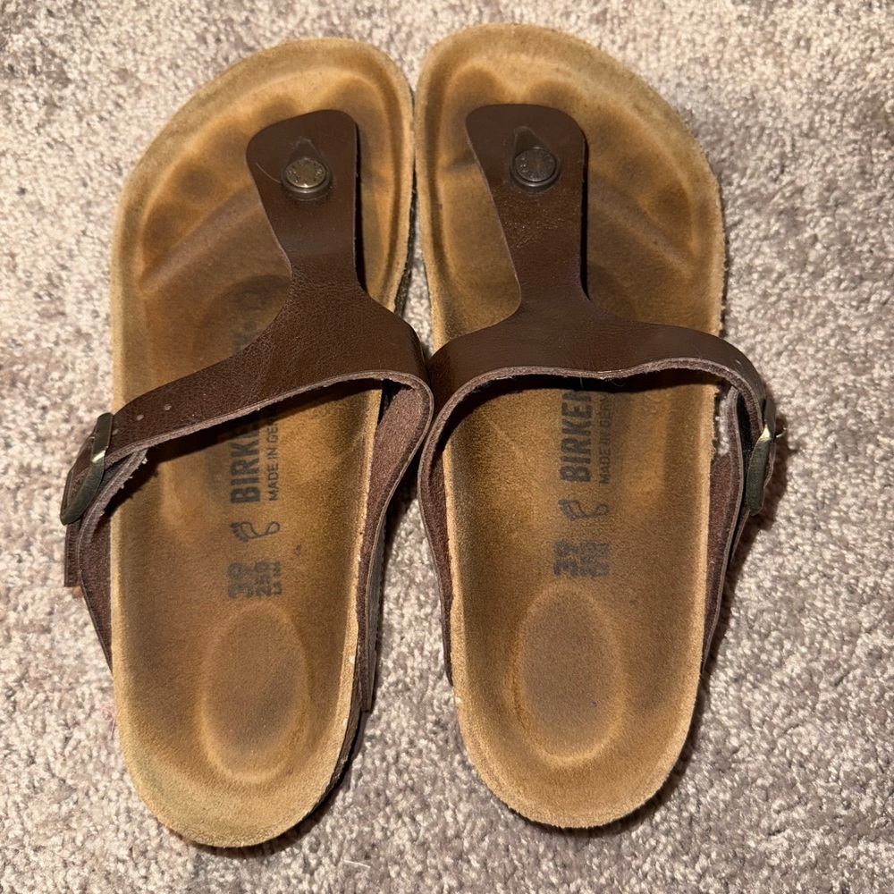 Birkenstock Dark Brown Leather Thong Sandals